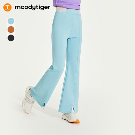 【24年秋新】moodytiger24年秋新款女童针织微喇长裤高弹透气舒适运动裤43211301 商品图0