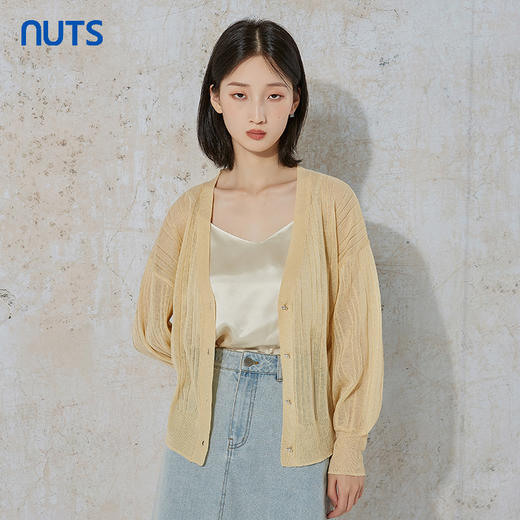 NUTS秋季新款时尚气质通勤风百搭薄款针织开衫短外套女231053033 商品图2