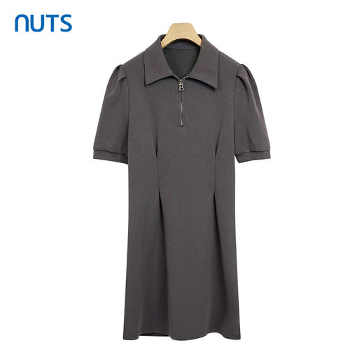 NUTS夏季时尚休闲翻领拉链短袖纯色连衣裙428103488 商品图0