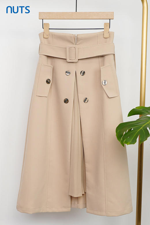 NUTS商场同款高腰附腰带侧开叉包臀半身裙131063034 商品图5