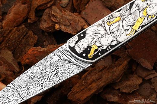 三希堂  现代刀系列  八仙过海黄金小折  未开刃 商品图4