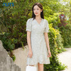 NUTS夏季新款时尚仙气风绿色碎花连衣裙女428101518 商品缩略图1