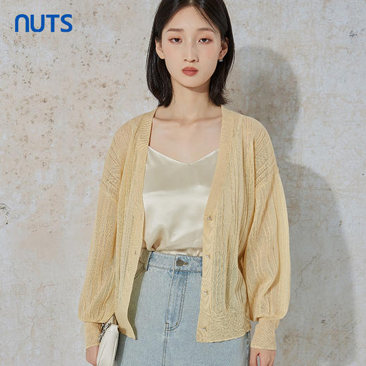 NUTS秋季新款时尚气质通勤风百搭薄款针织开衫短外套女231053033 商品图1