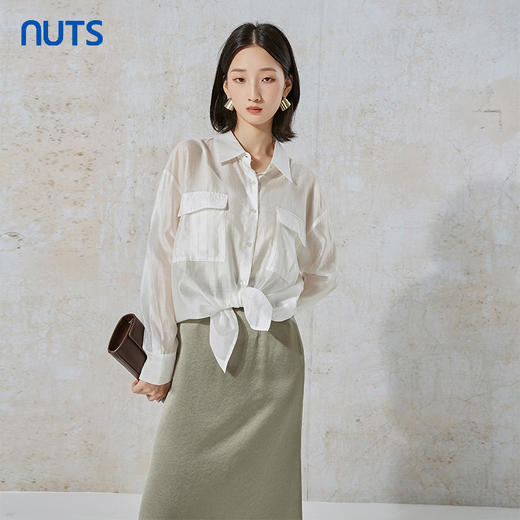 NUTS秋季新款简约时尚通勤风百搭包臀醋纤半身裙女231063052B 商品图1