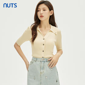 NUTS秋季新款时尚气质通勤风修身中袖针织开衫短外套女332052151