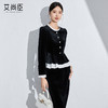 秋季时尚职业套装女装2024新款洋气黑色丝绒显瘦两件套御姐小香风 商品缩略图4
