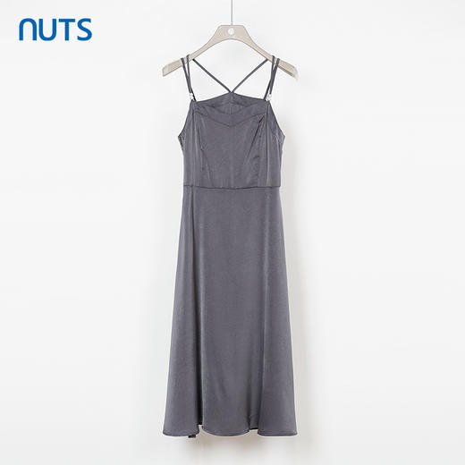 NUTS夏季新款高级感气质高腰显瘦优雅长款吊带连衣裙女332103340 商品图0