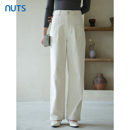 NUTS2023春秋季新款复古休闲直筒长裤女简约设计感宽松4340705A1 商品图0