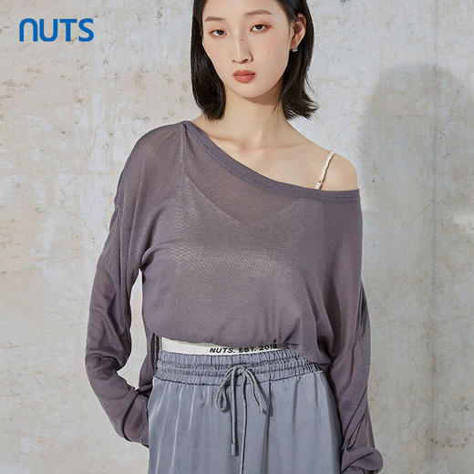 NUTS秋季新款气质通勤风宽松显瘦设计感长袖T恤231023093B 商品图4