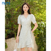 NUTS夏季新款时尚仙气风绿色碎花连衣裙女428101518 商品缩略图0