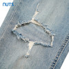 NUTS柔软弹力紧身牛仔裤女小脚裤浅蓝色膝盖大破洞221113304 商品缩略图3