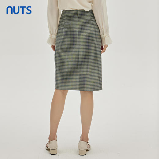 NUTS春秋季新款时尚气质设计感色织千鸟格高腰显瘦半身裙333061162 商品图3