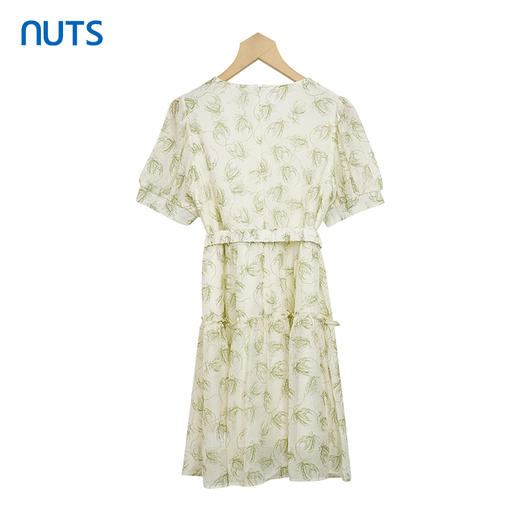 NUTS绿色法式碎花连衣裙女夏气质减龄洋气圆领别致裙子428103482 商品图1