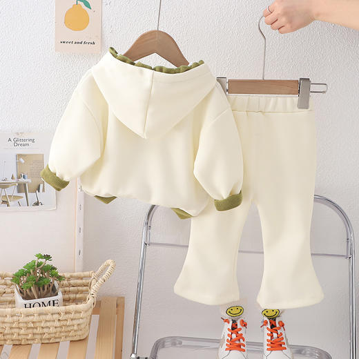 【韩版连帽喇叭裤时髦两件套】女童早春套装2024新款女宝宝洋气小童潮 商品图3