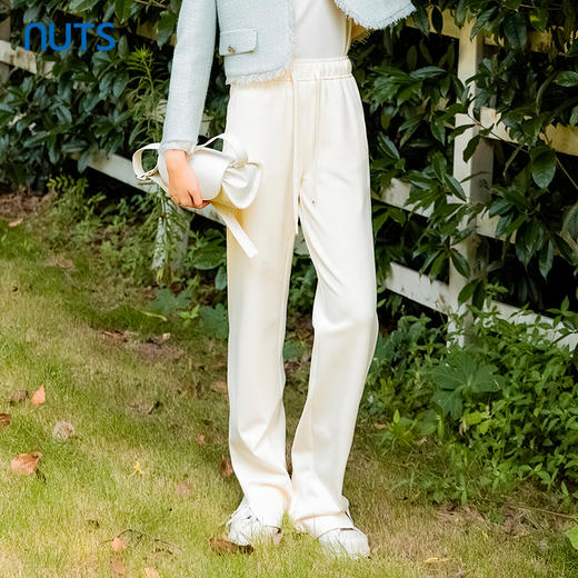 NUTS2023秋季新款垂感直筒小个子纯色窄版阔腿裤女4350701A1 商品图4