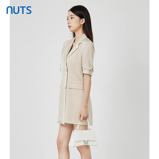 NUTS春秋季新款时尚通勤风西装款式设计感中袖连衣裙女231102001B 商品图2