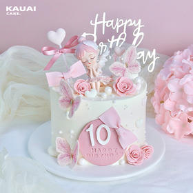 烤爱·生日蛋糕系列·粉蝶天使·多口味可选·生日、节日【仅限深圳同城配送】