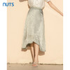 NUTS夏季新款醋酸烟绿色法式开叉半身裙女425061023 商品缩略图0