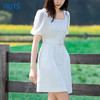 NUTS夏季新款复古方领气质连衣裙小白裙女423101070 商品缩略图3