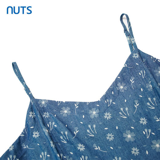 NUTS夏日穿搭高级感法式蓝色碎花吊带连衣裙子套装女221107346 商品图4
