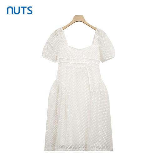 NUTS高级感复古法式连衣裙女夏季新款泡泡袖雪纺修身324101346 商品图4
