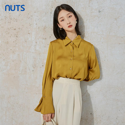 NUTS春秋季新款时尚气质通勤风宽松显瘦长袖衬衫女231013023B 商品图1