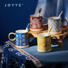 JOYYE一路生花-釉下彩杯子女刺绣图案手工手绘陶瓷杯创意马克杯带勺送礼盒 商品缩略图0