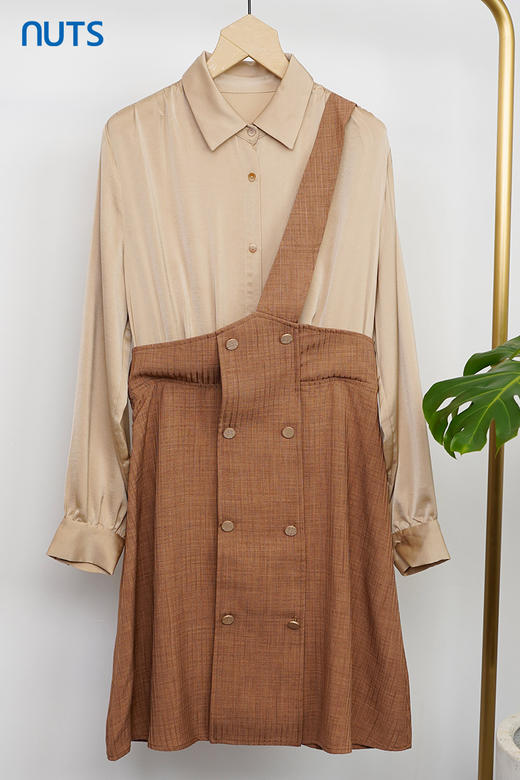 NUTS商场同款拼接设计感衬衫连衣裙女131103024 商品图5
