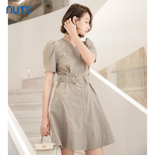 NUTS小个子法式甜美泡泡袖连衣裙女收腰中裙夏季221101247 商品图4