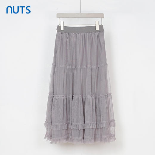 NUTS秋季新款法式文艺纯色时尚优雅纱裙半身长裙女332062263 商品图1