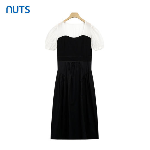 NUTS夏款高腰法式收腰显瘦拼接设计连衣裙429101362 商品图0