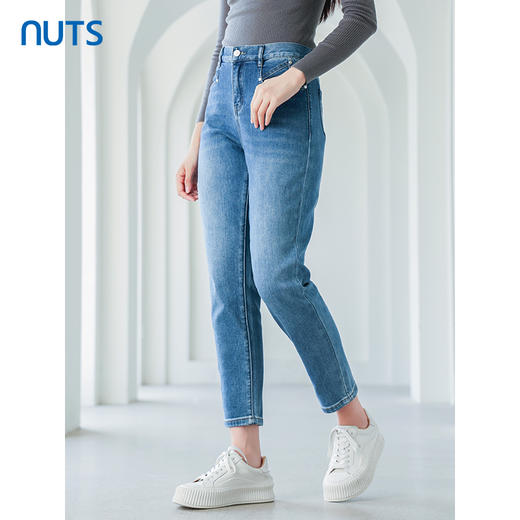 NUTS2023春秋季新款复古高腰显瘦百搭水洗牛仔长裤女4391106A1 商品图1