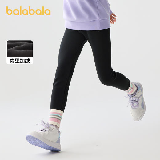 巴拉巴拉童装裤子女童秋冬装中大童加绒长裤儿童打底裤彩条罗纹潮 商品图0