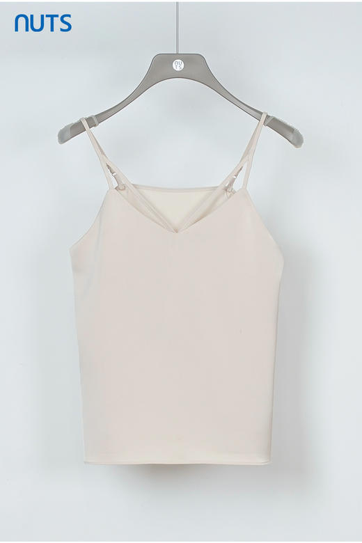NUTS秋季新款纯色修身显瘦V领美背细肩带吊带背心女331031028 商品图5