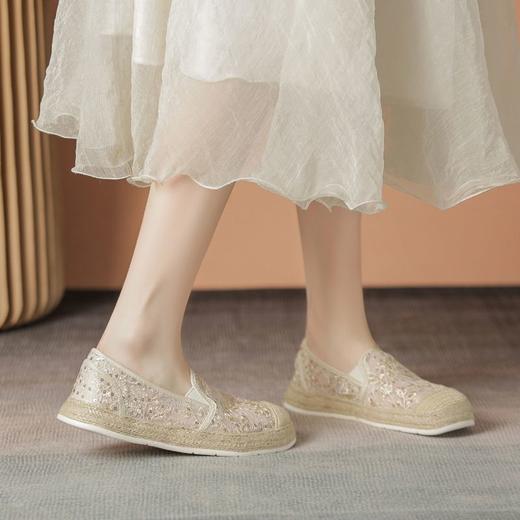 ZHR网纱透气新中式渔夫鞋2024新款一脚蹬单鞋时尚百搭小香风女鞋 商品图6