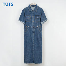 NUTS秋季新款时尚百搭复古水洗牛仔连衣裙女331103360