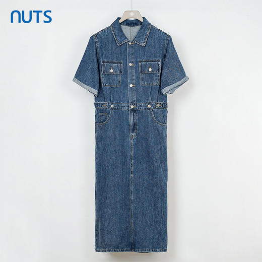 NUTS秋季新款时尚百搭复古水洗牛仔连衣裙女331103360 商品图0