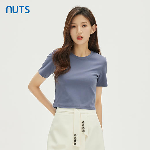 NUTS秋季新款时尚气质简约高级感修身显瘦短袖T恤女332021232 商品图3