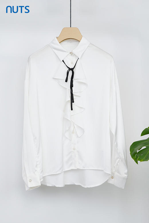 NUTS商场同款衬衫白色简约通勤OL风上衣女141013115B 商品图5
