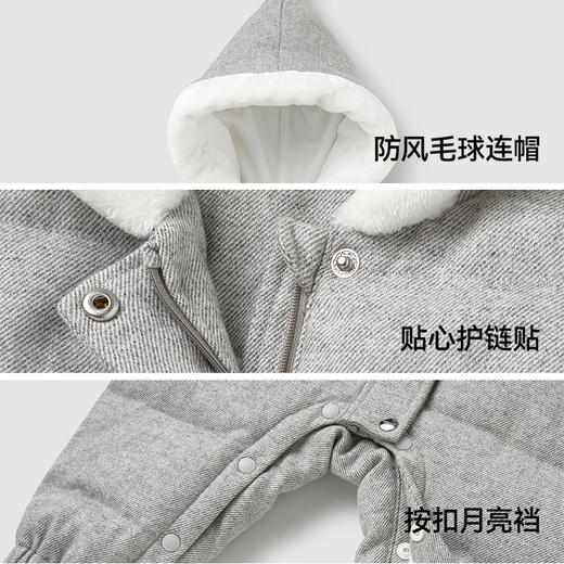 【商场同款】英氏婴儿衣服冬季女童防寒羽绒服连帽连体衣2024新款 商品图3