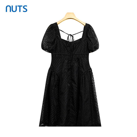 NUTS高级感复古法式连衣裙女夏季新款泡泡袖雪纺修身324101346 商品图1