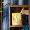JOYYE一路生花-釉下彩杯子女刺绣图案手工手绘陶瓷杯创意马克杯带勺送礼盒 商品缩略图2
