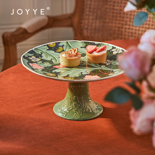 JOYYE威廉·莫里斯-欧式浮雕水果盘客厅家用轻奢高档糕点茶点盘高足盘陶瓷果盘 商品图1