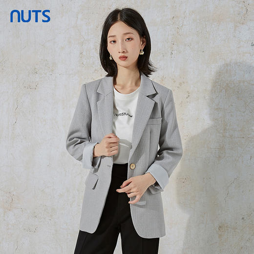 NUTS秋季新款时尚气质通勤风宽松显瘦百搭休闲西装外套231048016B 商品图0