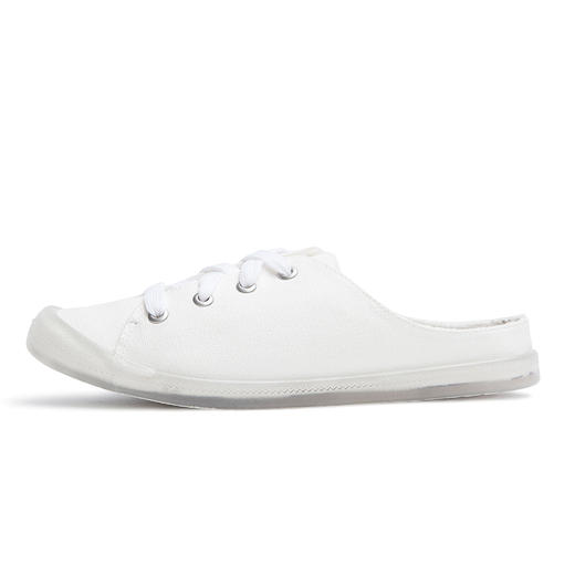 【2025春节专享】【清仓】iSTEP女鞋一脚蹬小白鞋女夏果冻底帆布鞋百搭懒人平底包头半拖鞋（瑕疵品不退不换） 商品图0