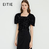 EITIE爱特爱星空亮片黑色显瘦修身短款上衣7613302 商品缩略图0