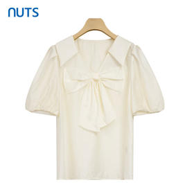 NUTS夏季新款学院风娃娃领宽松显瘦短袖衬衫女上衣429012316