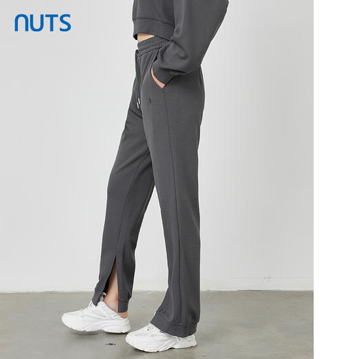 NUTS秋季新款纯色高腰宽松阔腿松紧腰显瘦休闲长裤女231073182B 商品图3