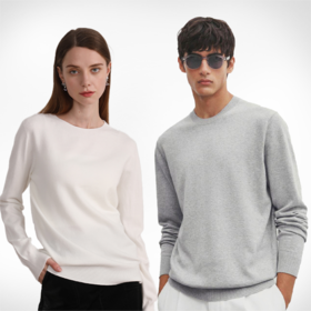 【男女同款】YANECINE 圆领可机洗羊毛打底衫 | 可水洗易打理 滑糯顺垂 舒适透气 简约时尚