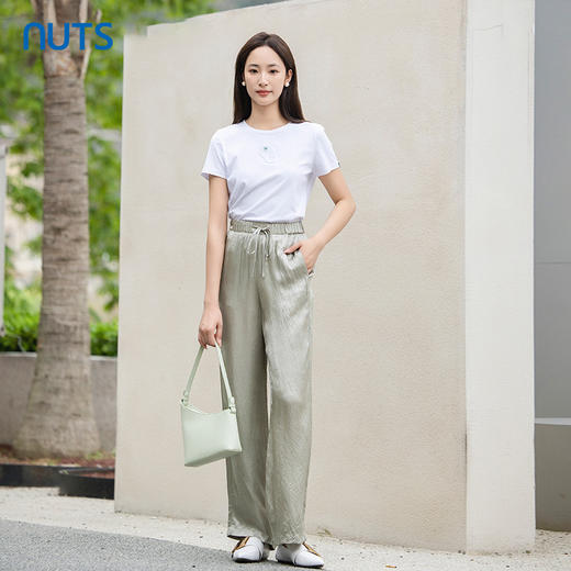 NUTS夏款时尚百搭休闲高腰直筒长裤休闲裤女425071002 商品图4